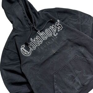 Reebok Dallas Cowboys Hoodie Mens XL Faded Black Gothic Graphic NFL Team Apparel